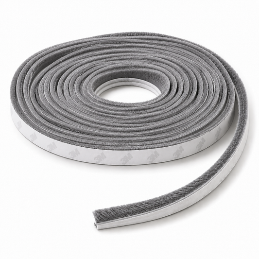 Bürstendichtung Dichtungsbürste 8m, selbstklebend Tür/Fensterdichtung 6mm breit - 7mm GRAU